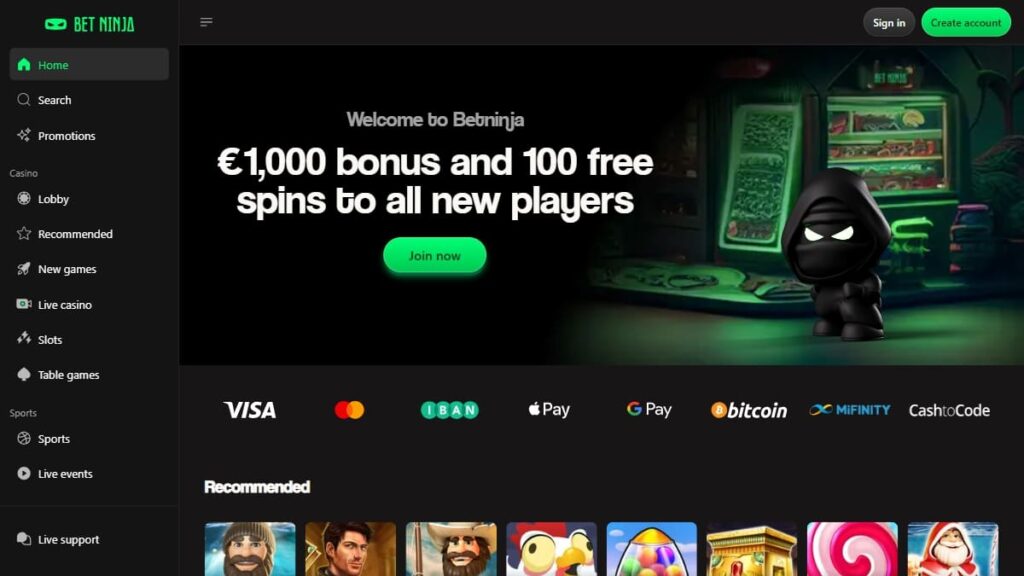 homepage van betninja no cruks casino
